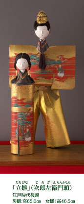 「立雛」（次郎左衛門頭） 江戸時代後期 男雛:高65.0cm　女雛：高46.5cm