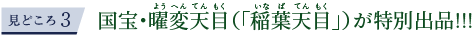 見どころ3 国宝・曜変天目（「稲葉天目」）が特別出品!!!