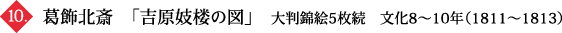 葛飾北斎　「吉原妓楼の図」　大判錦絵5枚続　文化8～10年（1811～1813）