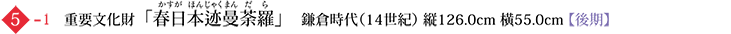 5-1 重要文化財 「春日本迹曼荼羅」　鎌倉時代（14世紀） 縦126.0cm 横55.0cm【 後期】