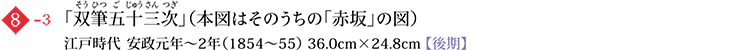 8-3 「双筆五十三次」（本図はそのうちの「赤坂」の図）江戸時代 安政元年～2年（1854～55） 36.0cm×24.8cm【 後期】