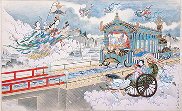 14歳のおたっちゃん、浄土への旅路 河鍋暁斎 「地獄極楽めぐり図」 明治2～5年（1869～72）