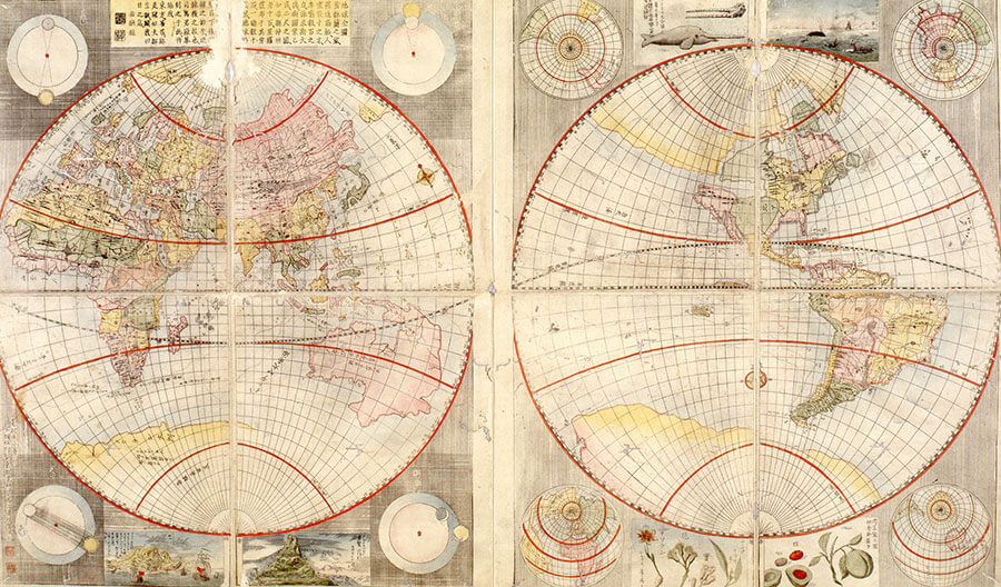 日本創製銅版新鐫天球全図のうち地球図