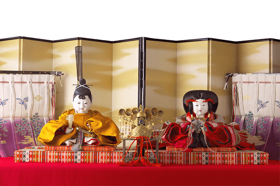 Hina dolls, crown prince and princess as boy and girl, produced by Ōki Heizō V